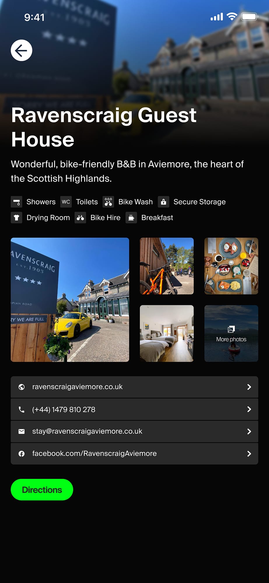 Mountain Bike United point-of-interest screen