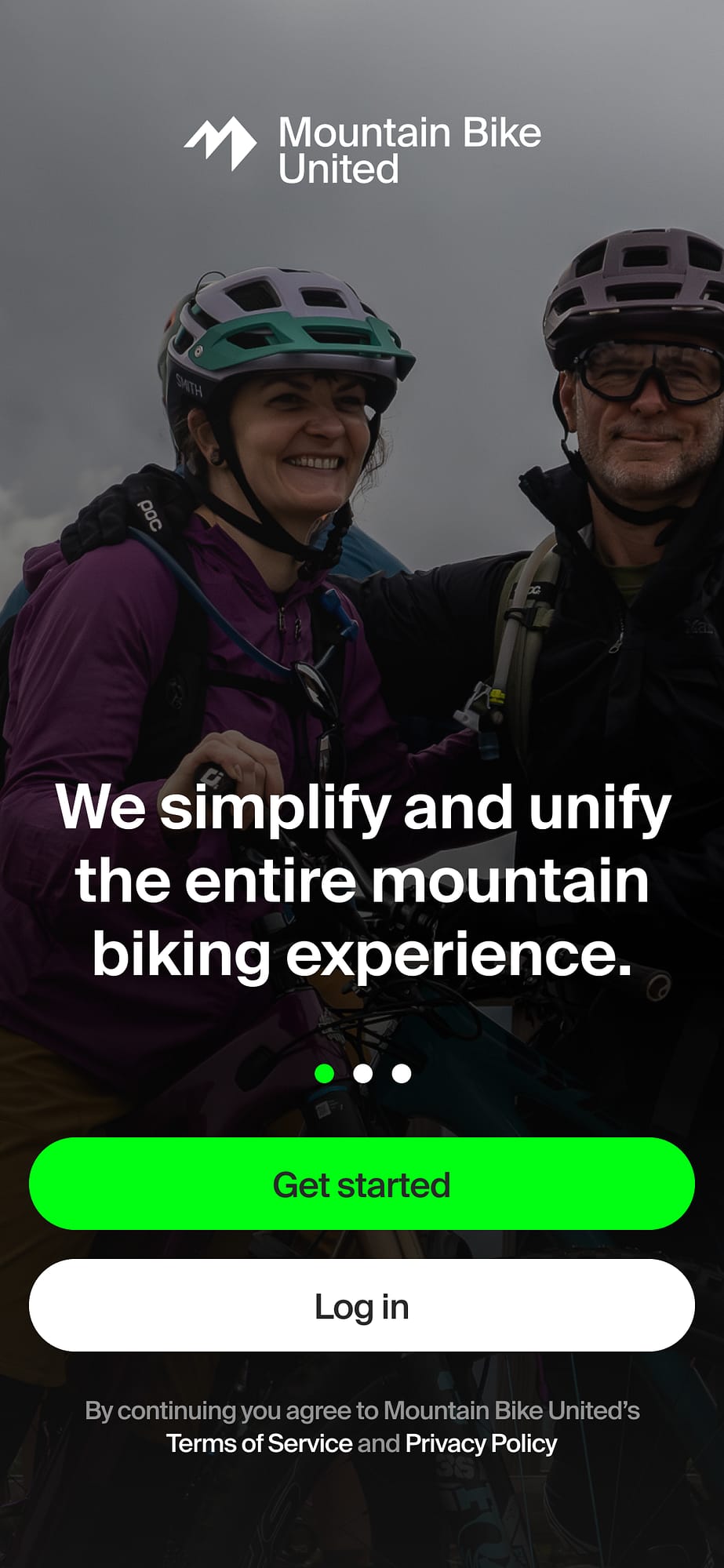 Mountain Bike United app start screen