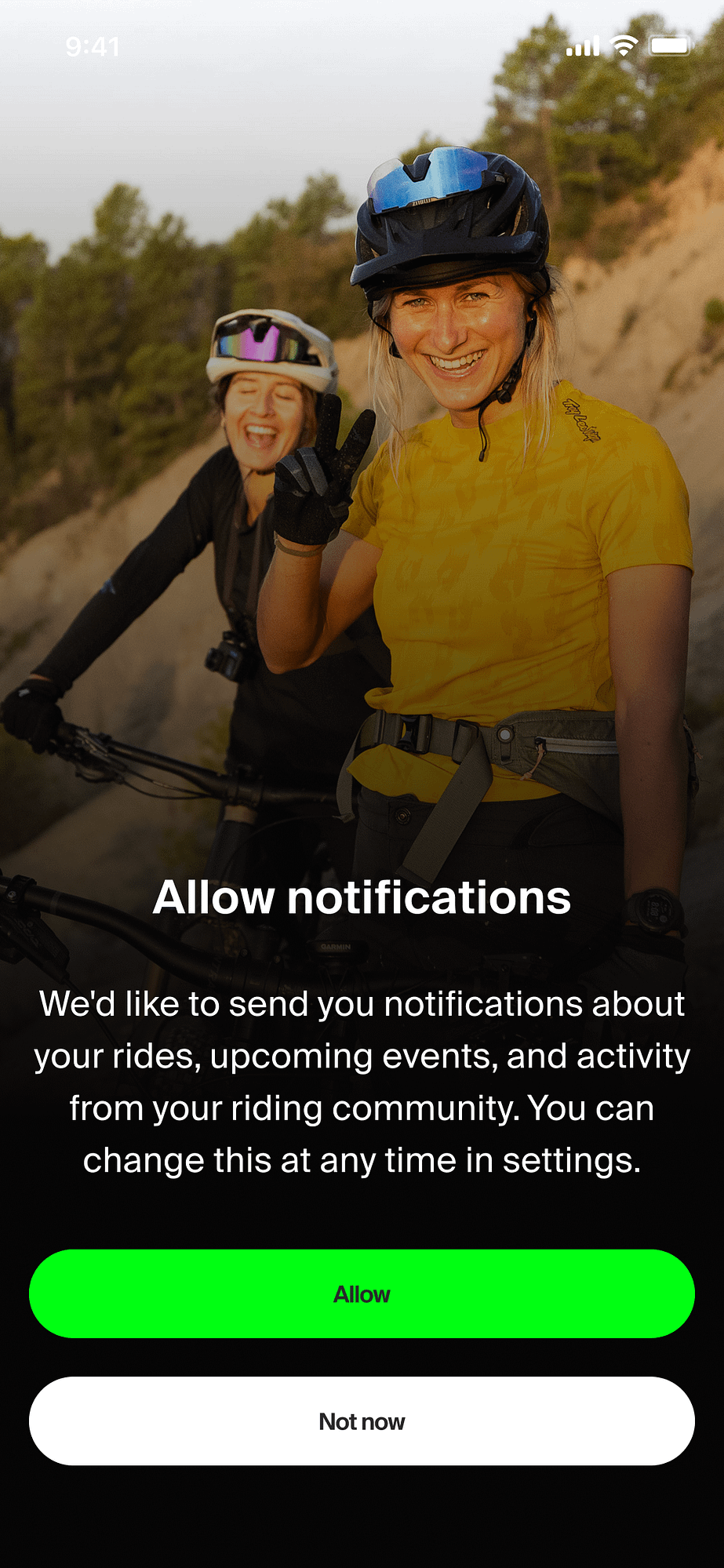 Mountain Bike United app welcome slide