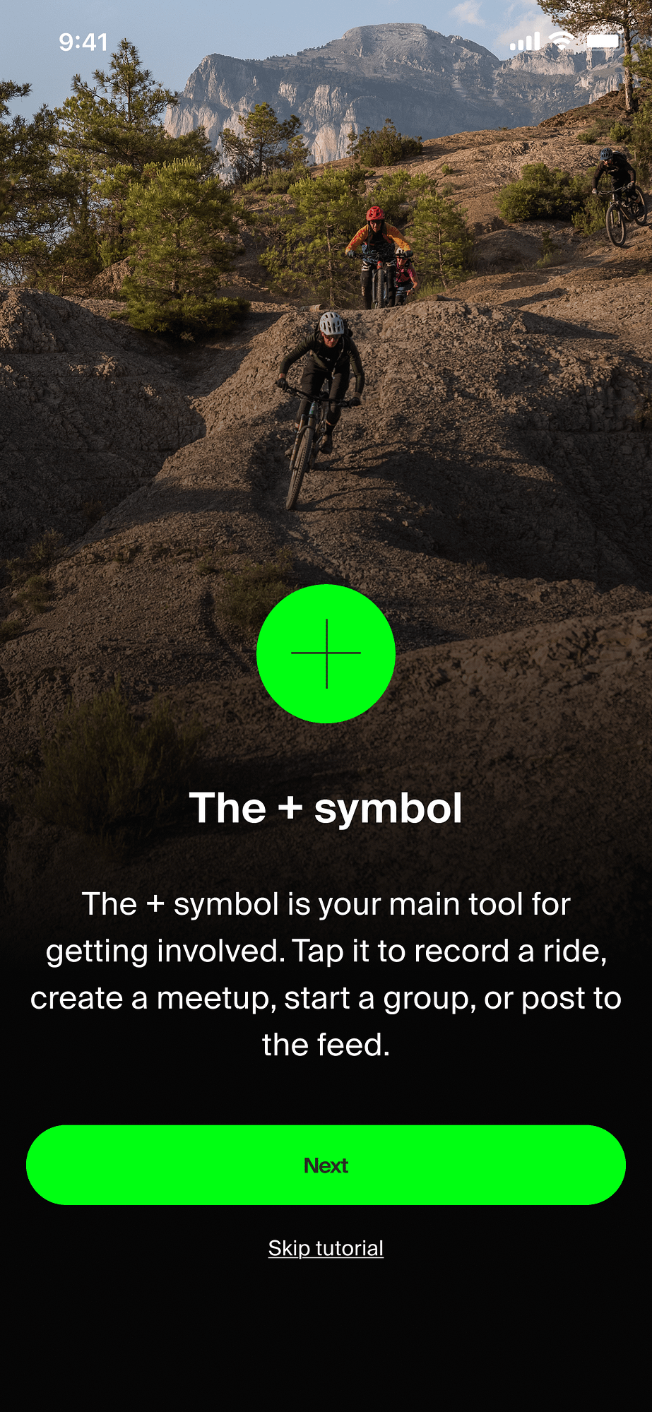 Mountain Bike United app welcome slide