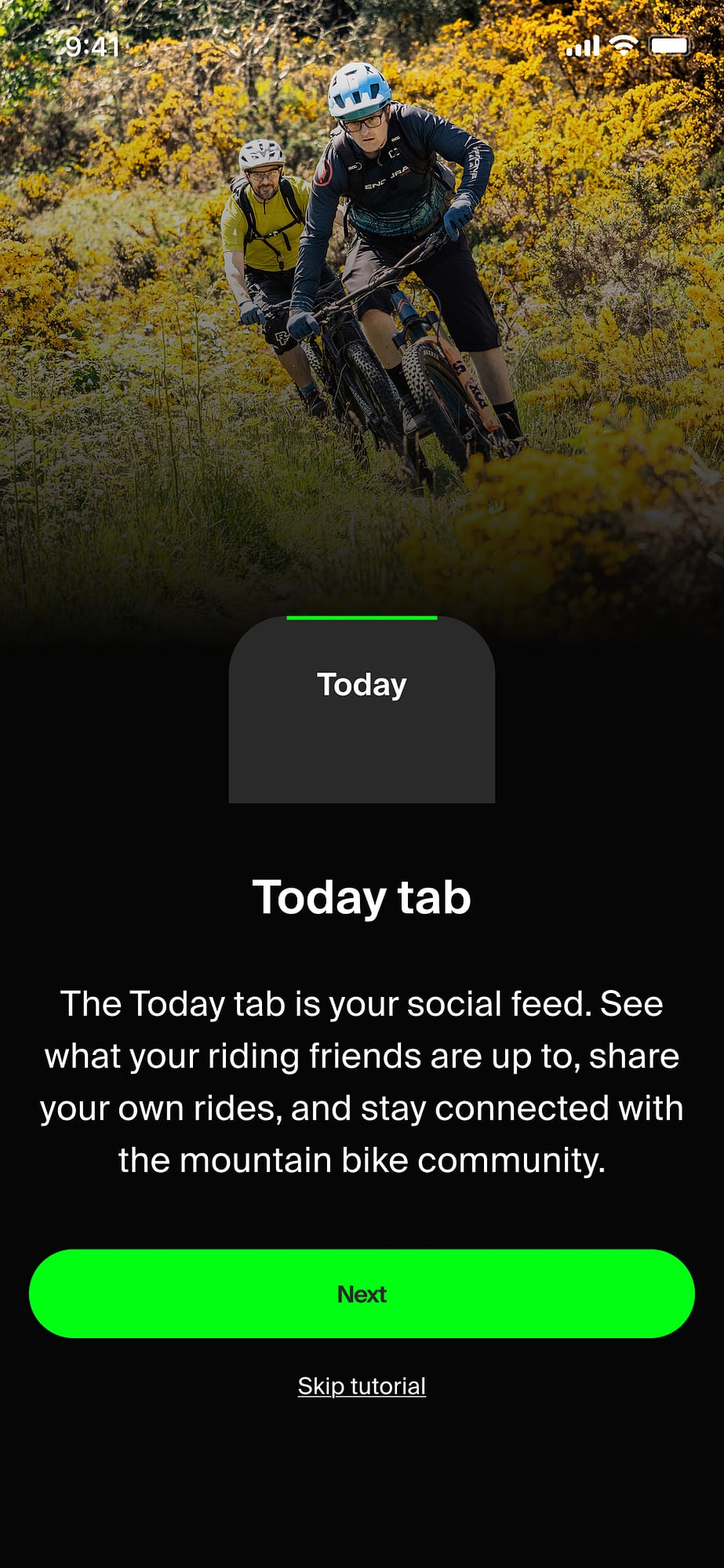 Mountain Bike United app welcome slide