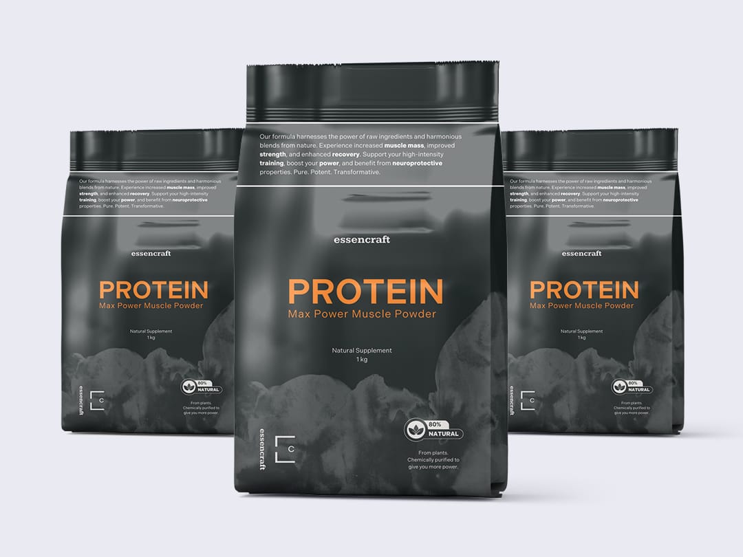 Innovative health supplement packaging concepts featuring protein powder bags designed for maximum appeal and functionality. - Alexi Hall