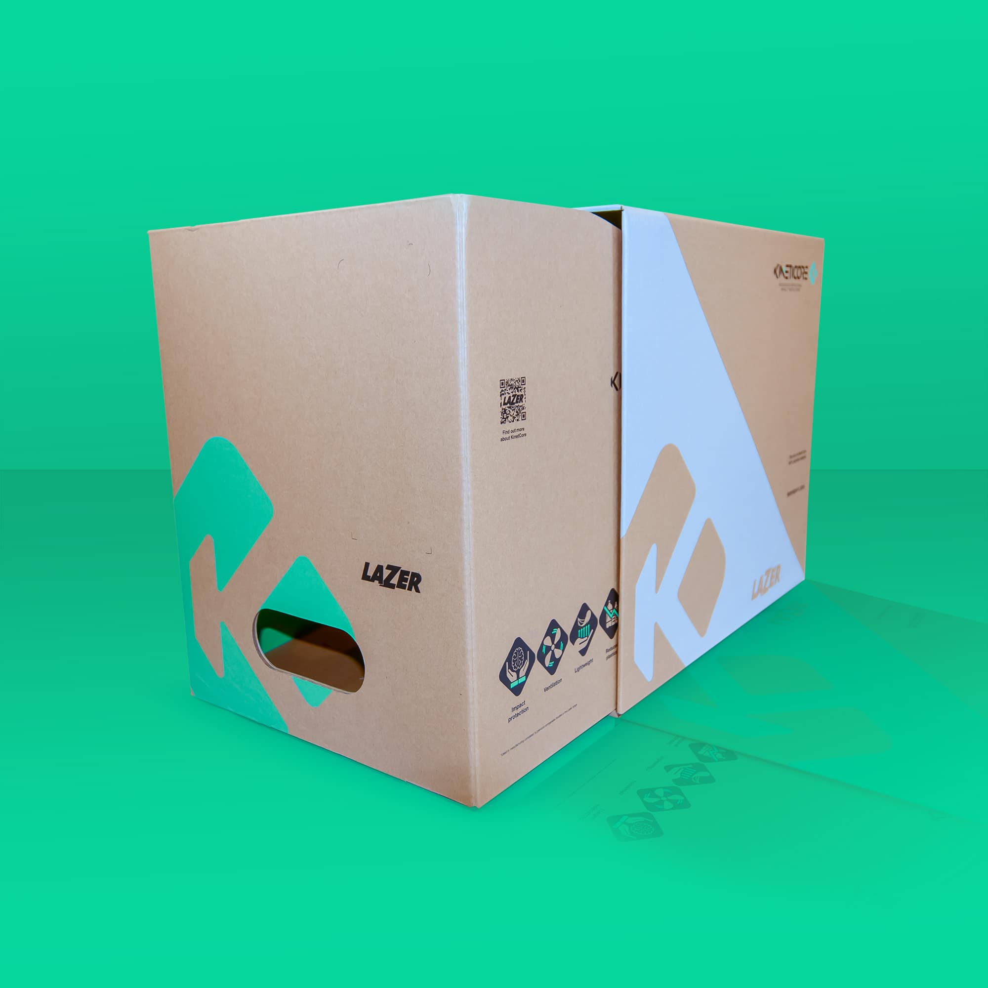 Innovative Lazer Packaging Design showcasing a modern cardboard box with vibrant branding and functional cutouts. - Alexi Hall