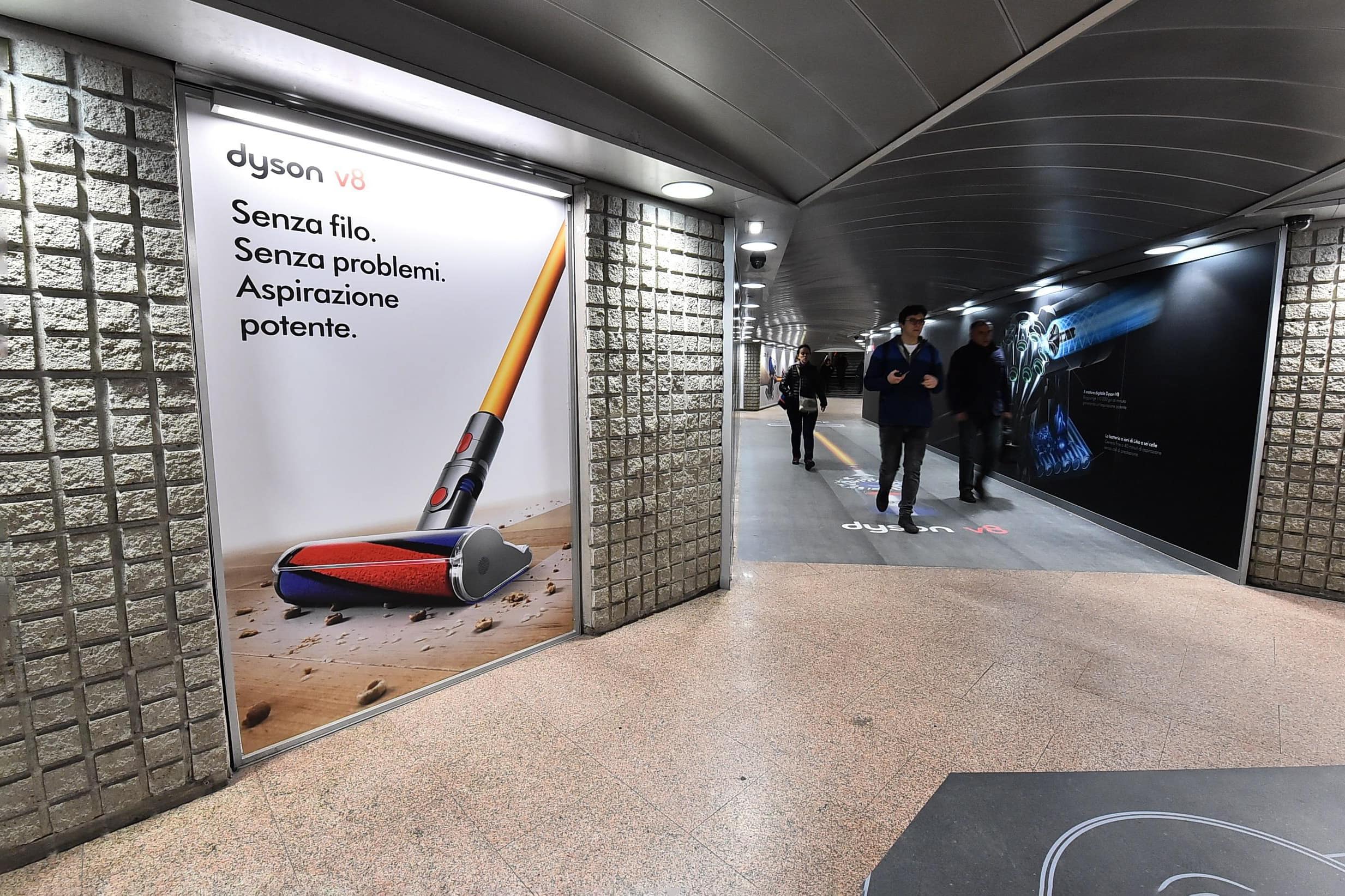 Dyson V8 Out-of-Home Advertising Campaign showcasing powerful, cordless vacuum technology in a bustling urban setting. - Alexi Hall