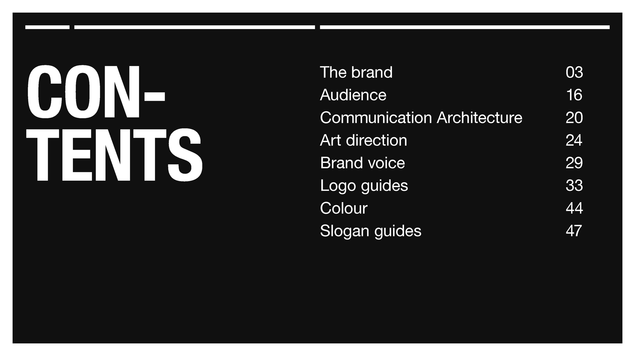 Contents page showcasing Lazer Brand Development strategies, including brand voice and logo guides. - Alexi Hall